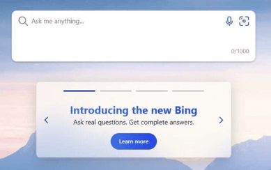 new bing interface